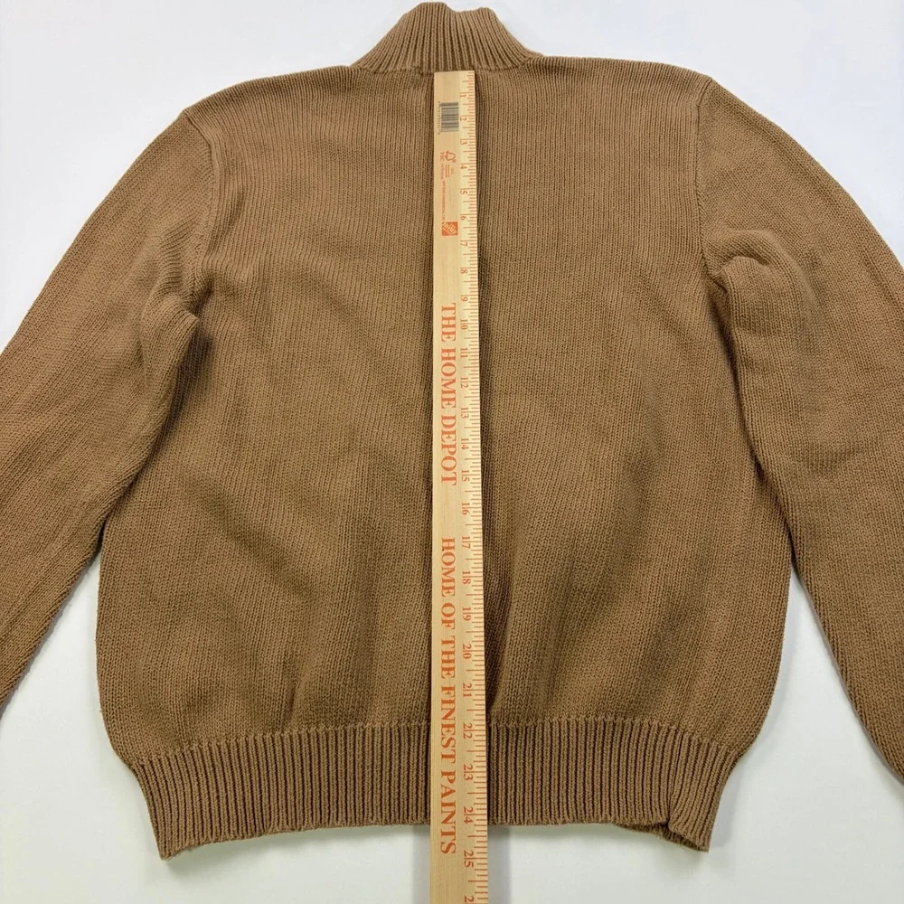 Polo Ralph Lauren Quarter-Zip Sweater Mens Large Tan Brown 100% Cotton Ribbed